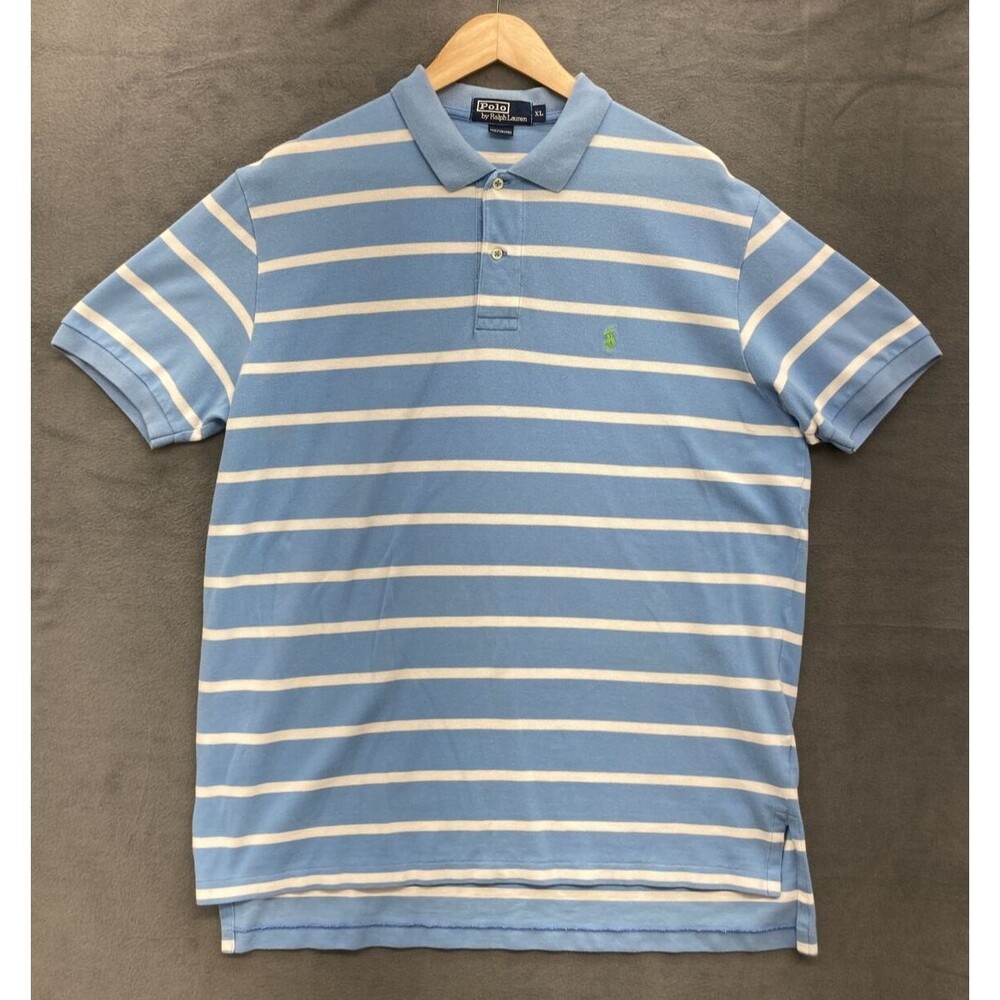 Polo By Ralph Lauren Mens Shirt Size XL Blue White Stripe Rugby Preppy College - Picture 1 of 11
